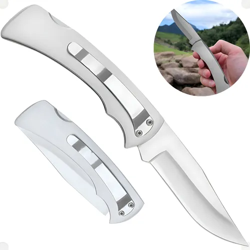 Canivete Inox De Bolso Retrátil Com Presilha E Trava Inox